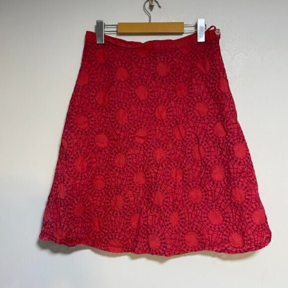 French Connection Red Embroidered A-Line Skirt – Size 6 - Picture 2 of 6